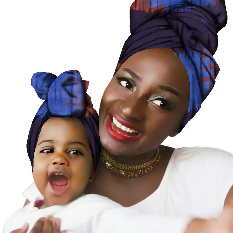 24 цвета, для взрослых и детей, хлопок, африканская мода, повязка на голову, напечатано, богатый Базен, платье, одежда для мамы и дочки, платье, нигерийский головной убор - Цвет: Color15