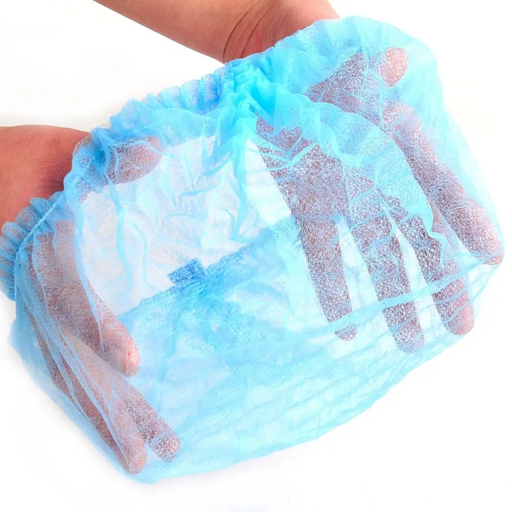 20Pcs Disposable Salon Hair Hat Anti Dust Net Bouffant Cap Non-Woven Head Cover Hat Elastic Cleaning Hair Protect Cap
