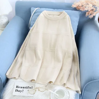 

flare sleeved knitted women sweater and pullvoers solid loose thicken warm lady elegant pulls fashion outwear coat tops