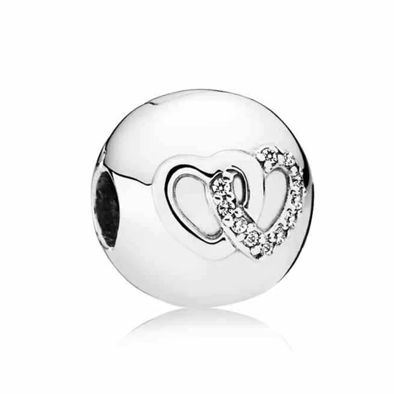 Сердце зимы взаимосвязанные сердца World Explorer Глобус Клип Фиксатор бисера Fit Pandora браслет 925 пробы серебряные ювелирные изделия - Цвет: 9
