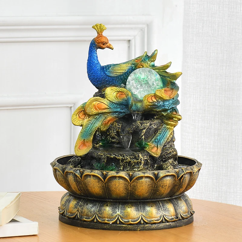 Павлин современный декор водные фонтаны фэн шуй шар для рабочего стола простое