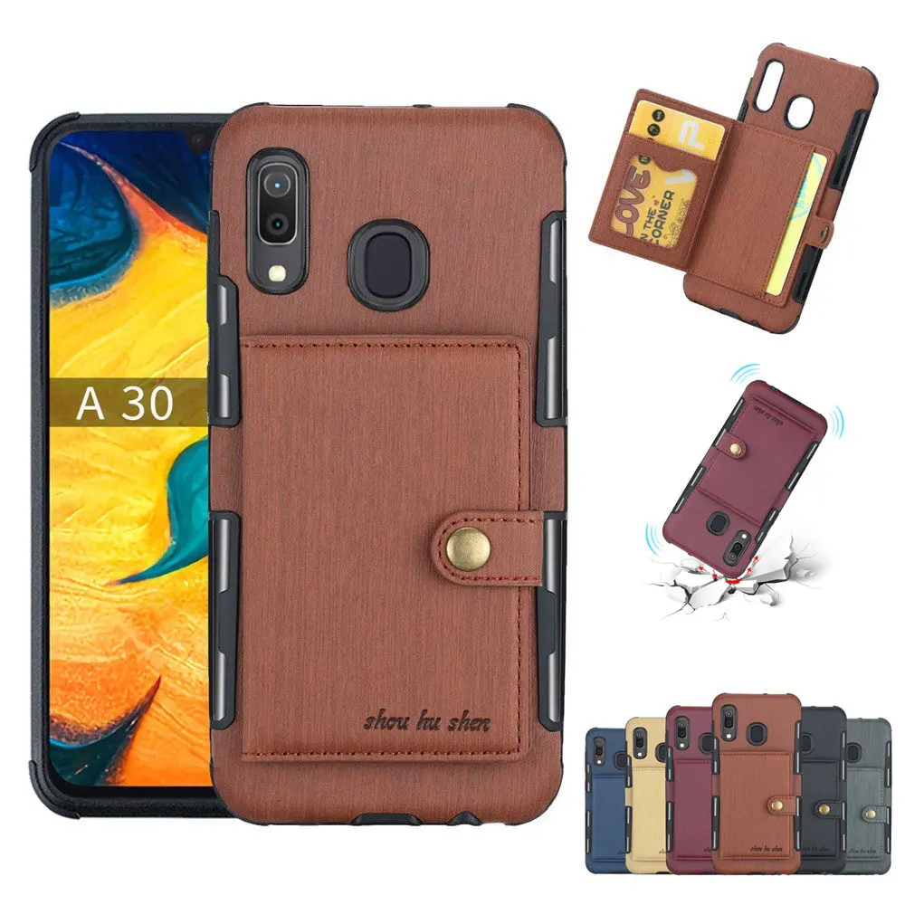 Чехол-Кошелек с карманом для карт Samsung Galaxy A30 A50 A70 A20 A10 M30 M20 M10 TPU + PU чехол