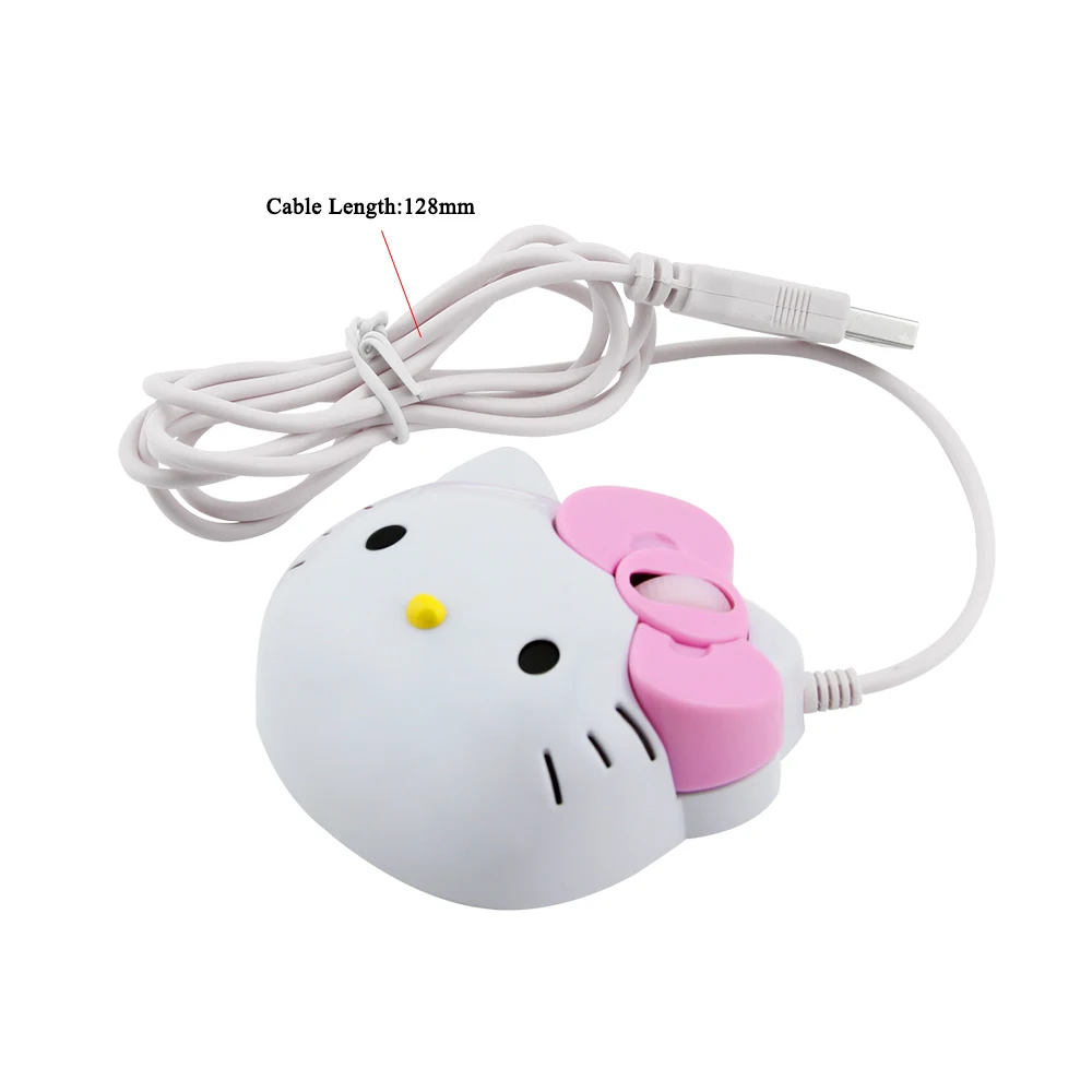 3D мультяшная Розовая hello kitty проводная мышь USB 2,0 Pro розовая Милая игровая мышь оптическая мышь для компьютера PC Детские мыши для девочек