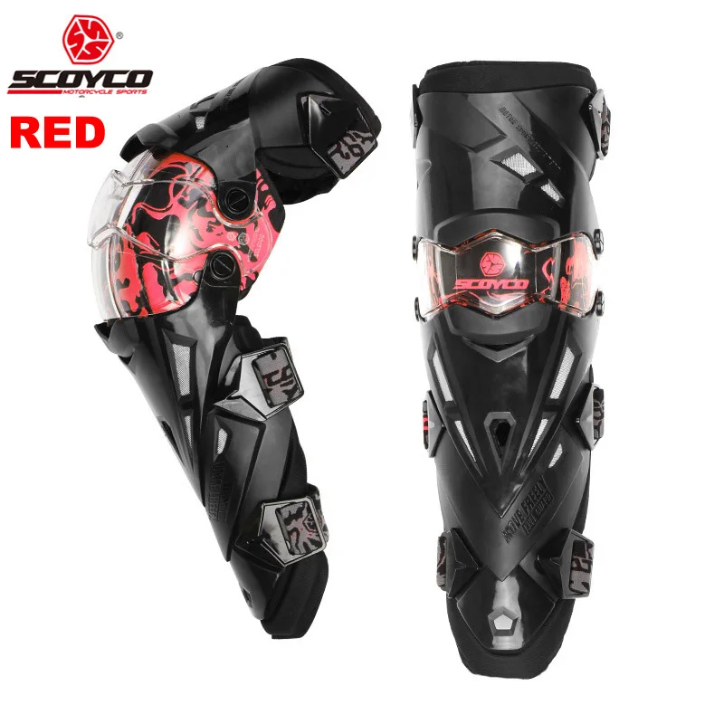 Scoyco, женские розовые мотоциклетные наколенники, наколенники для мотокросса MX Riding, защитные наколенники для мотогонок - Цвет: Красный