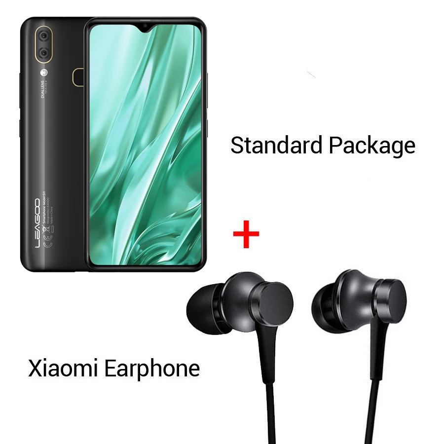 LEAGOO S11 Android 9,0 6," дисплей капли 4 Гб 64 Гб Helio P22 восьмиядерный смартфон 13 МП Двойная камера отпечаток пальца мобильный телефон - Цвет: Black N Earphone