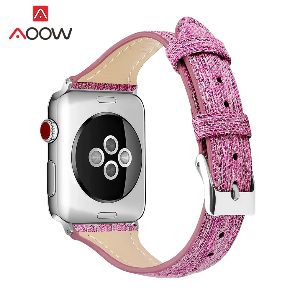 Нейлоновый кожаный ремешок для часов Apple Watch 40 мм 44 мм 38 мм 42 мм Тонкий холщовый ремешок для часов iWatch 5 4 3 2 1 Ремешок Браслет