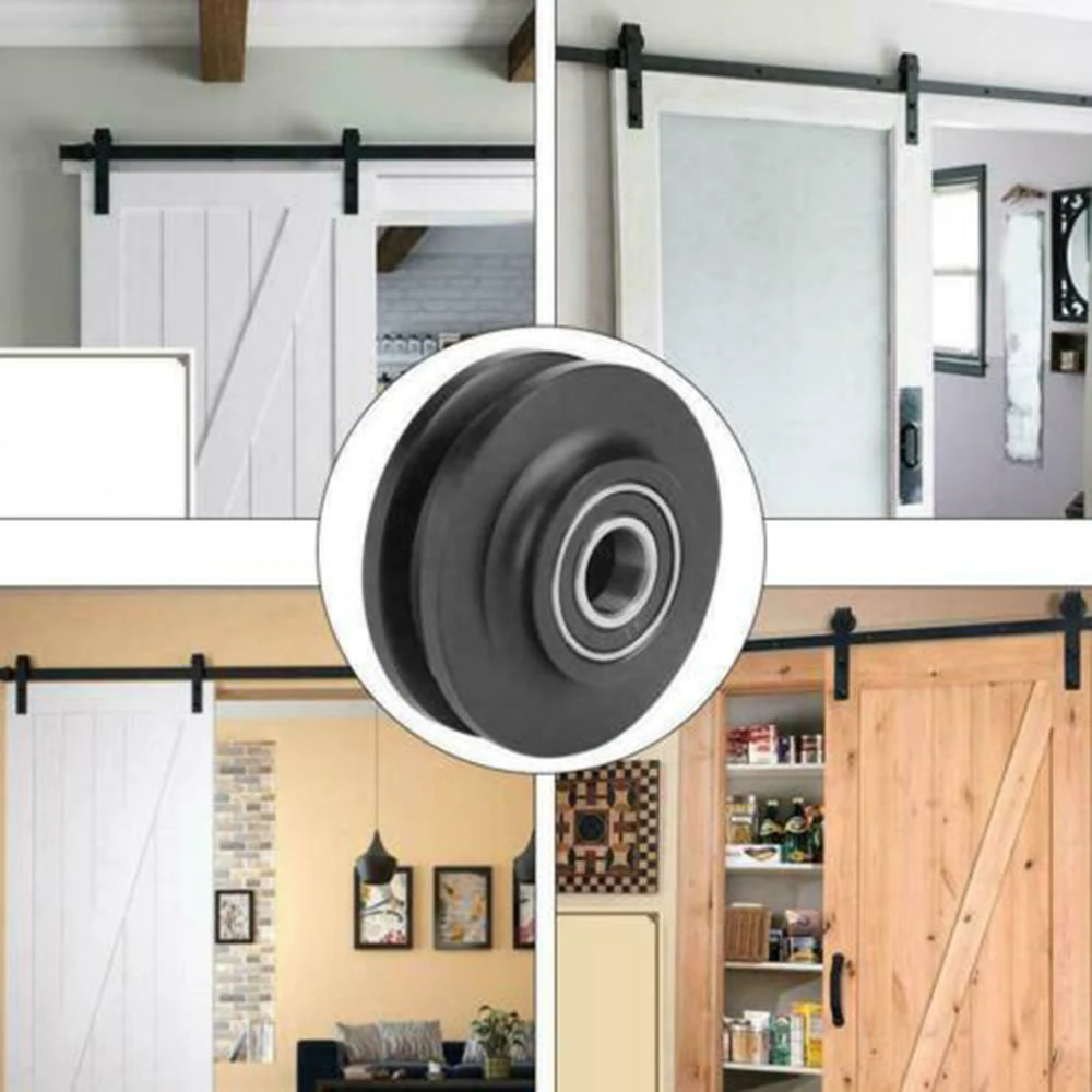 Barn Door Hanging Rail Pulley Wheel Sliding Hardware Roller Track Window Closet Supplies Durable