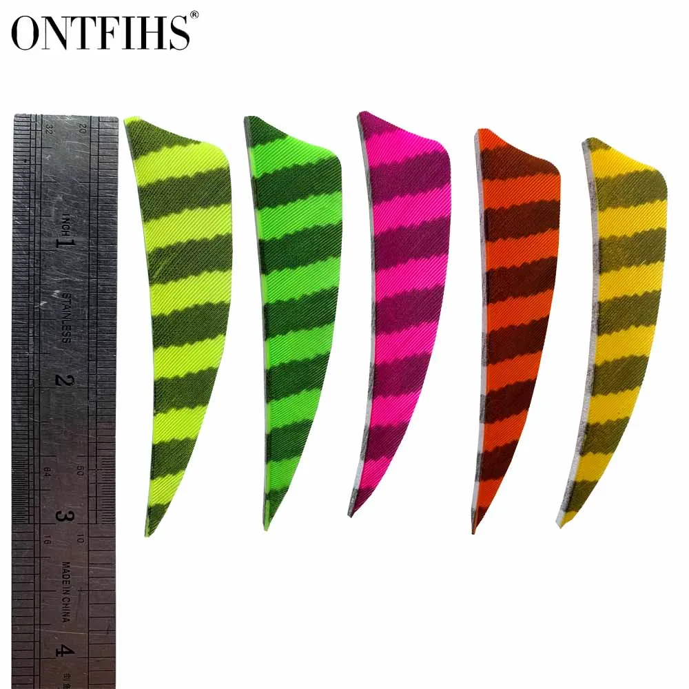 

18pcs ONTFIHS 3INCH Striped Shield cut Archery Fletches Arrow Feather Turkey Feathers Fletching RW