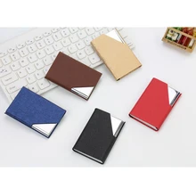 

Fashion Men Card Holder Personality Business Case Stainless Steel Opening PU Face Alloy Container For Creative Personal Use/Gift