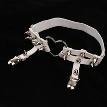 Женский эластичный пояс из искусственной кожи, пояс для ног, подвязка-петля, пояс в стиле панк-рок, с заклепками в виде сердца, облегающее кольцо