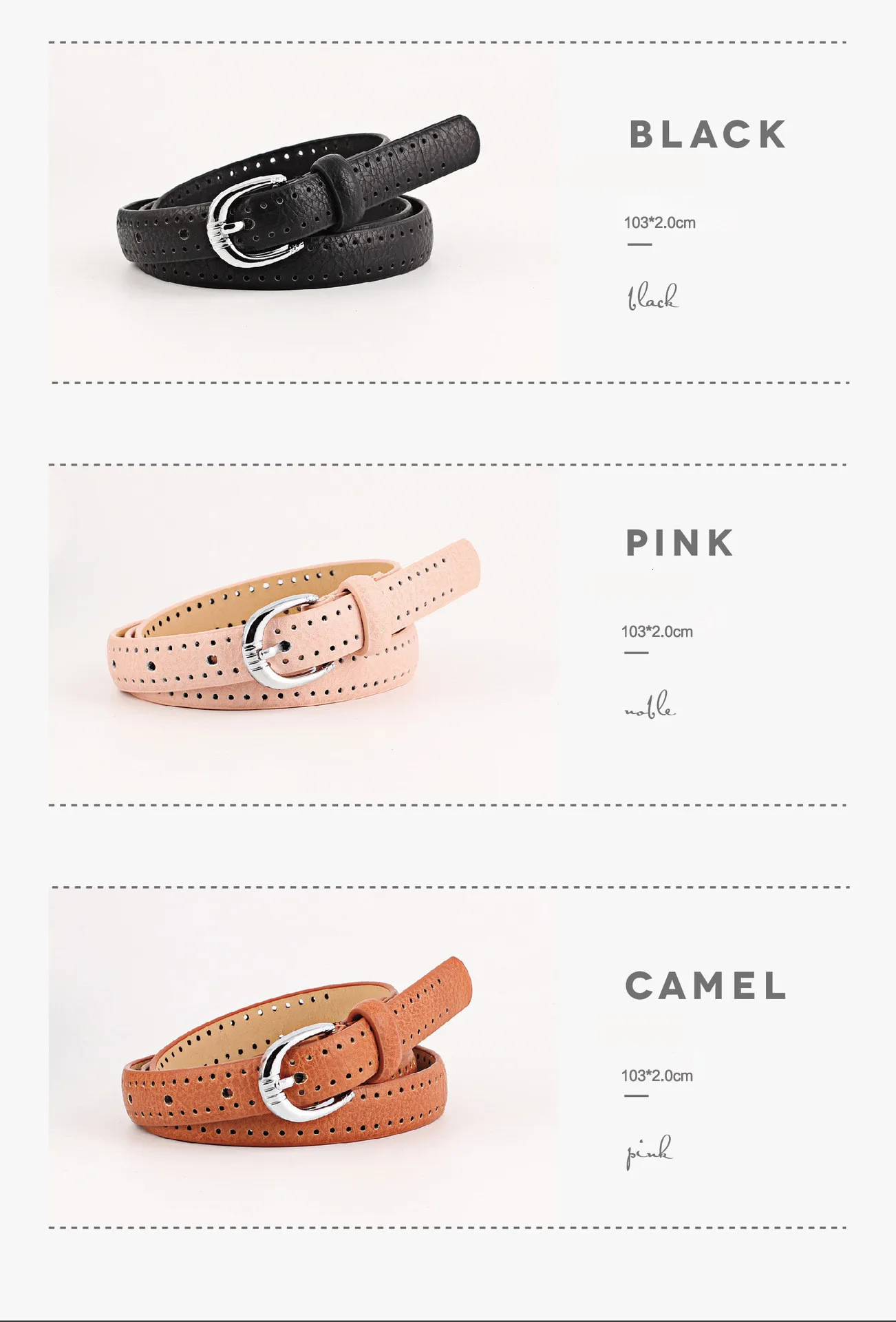 Women Belt Hollow Out Pu Leather Royalblue Belt Women Korean Casual Ladies Solid Thin Leather Belt For Jeans