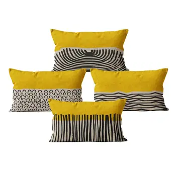 

Cushion Cover Decorative Scandinavian Style Art Pillowcase Yellow 30*50 for Bedroom Fur Linen throw Pillow Cover