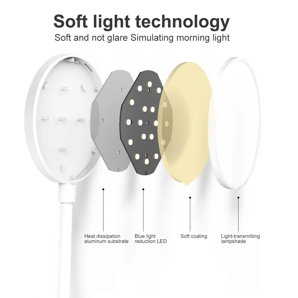 Настольная лампа с зажимом, сенсорный выключатель, 3 режима, 7000K защита глаз, диммер, USB Перезаряжаемый Светодиодный настольный свет для изучения чтения