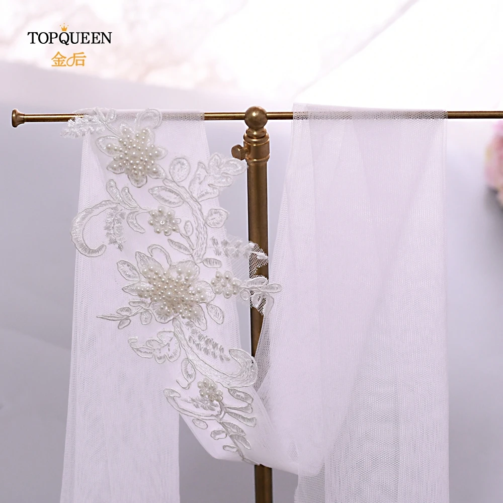 TOPQUEEN WSL03 Handmade Lace Headband Bridal Wedding Veil pearl hairpiece bride veil headpieces bridal hair accessories