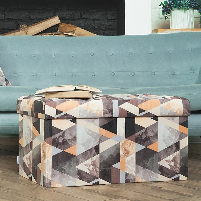 Delhi-obuvnitsa Delicatex gray beige Multi-function Storage Box with Lid Organizer Comfortable Ottoman for Children Footrest Fabric Small Chair Living Room Hallway Furniture Tabouret free shipping pu foot square stool with storage space living room ottoman children stool kids storage box footrest