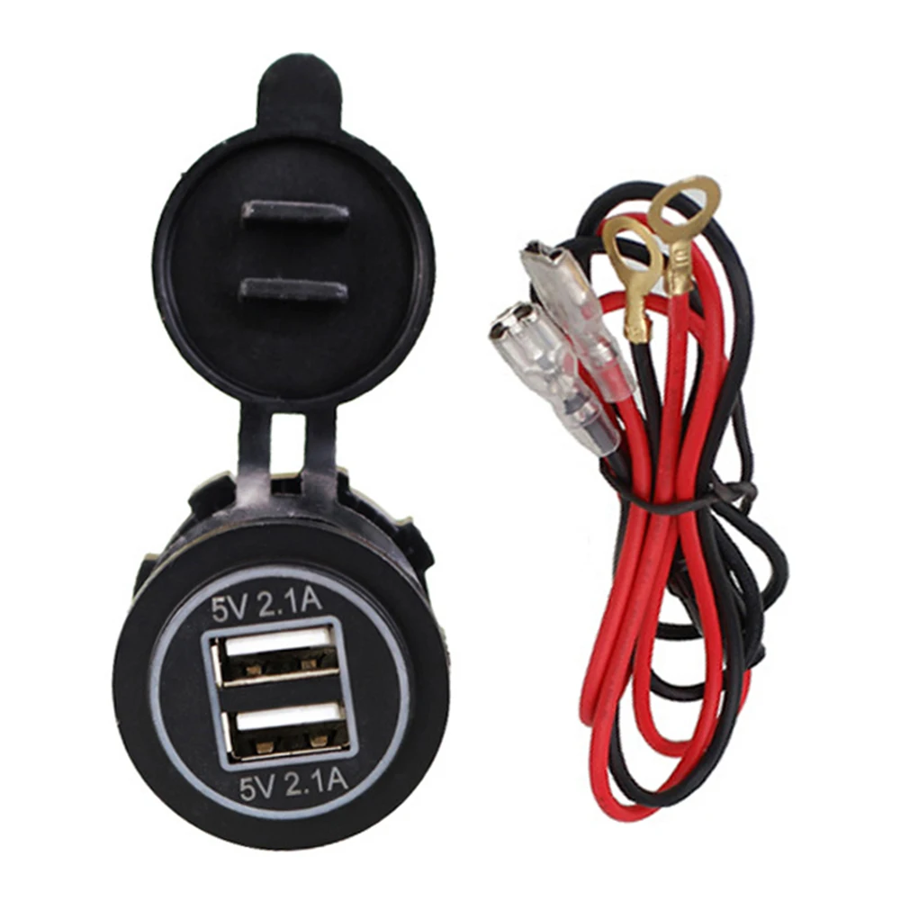 Автомобильный USB зарядка 5 в 2.1A стильный двойной usb порт светодиодный дисплей Автомобильный мотоцикл телефон зарядное устройство розетка адаптер мотоцикл Электроника