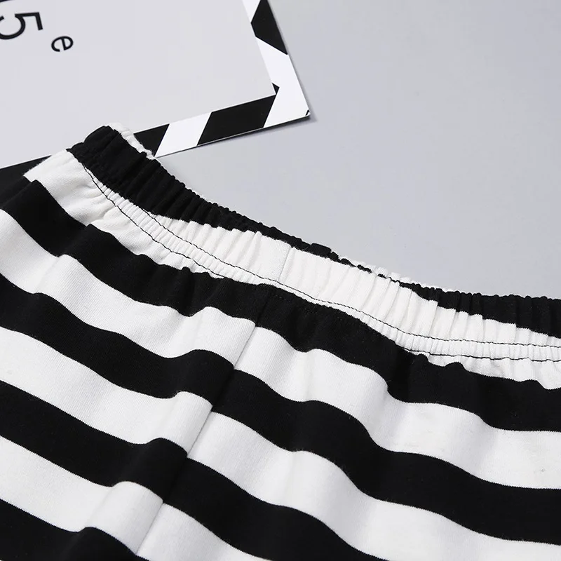 Autumn family Long Sleeve Christmas pajamas Car Printed Black White Striped Nightwear Clothing Sets