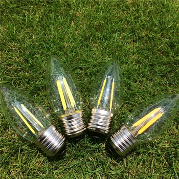 

Energy saving E27 2W 4W COB LED Lamp Filament Blub AC220V Light Retro Candle Pointed-tail Lighting replace halogen lights