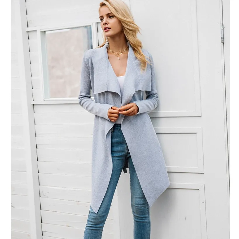 Осень и зима Европа и Америка стиль AliExpress EBay Slim Fit Универсальный шерстяной кардиган Тренч пальто для женщин