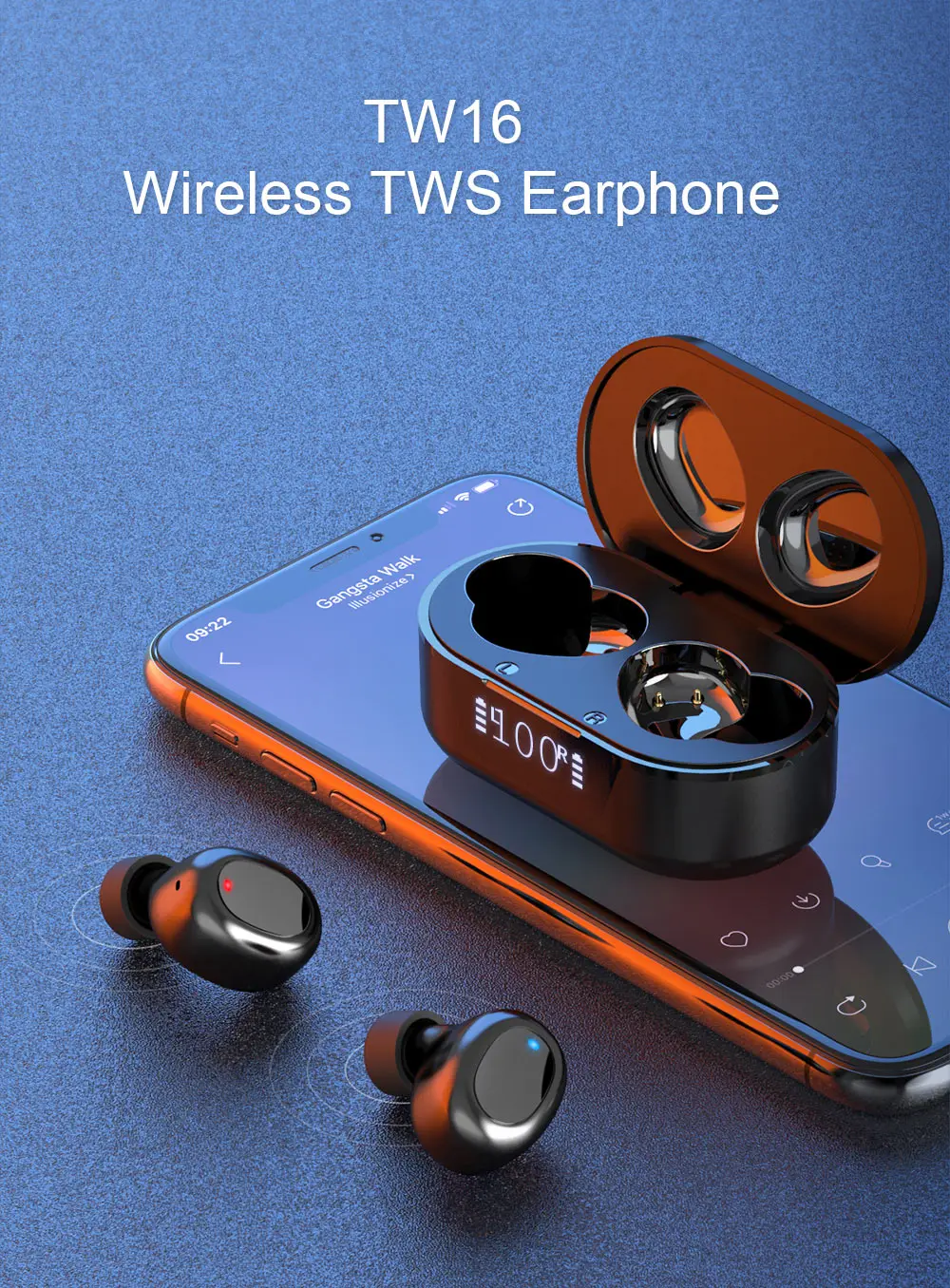 TW16 Wireless Bluetooth Headphone - Black