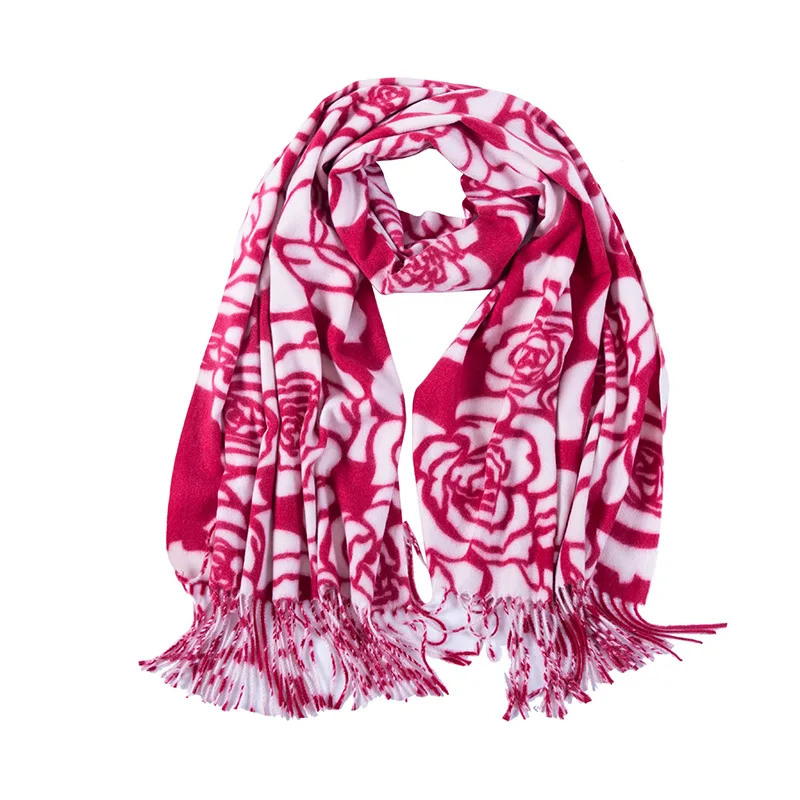 Manufacturers Direct Selling New Style Bristle Faux Cashmere Autumn And Winter Scarf Warm Thick Rose Women's Shawl Scarf Wholesa