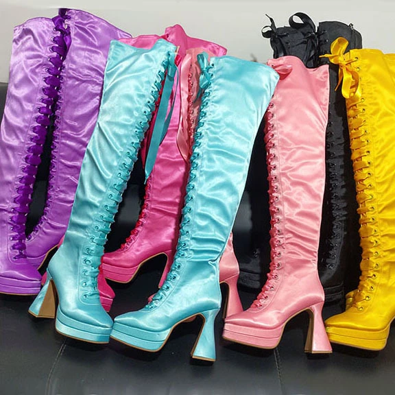 silk thigh high boots