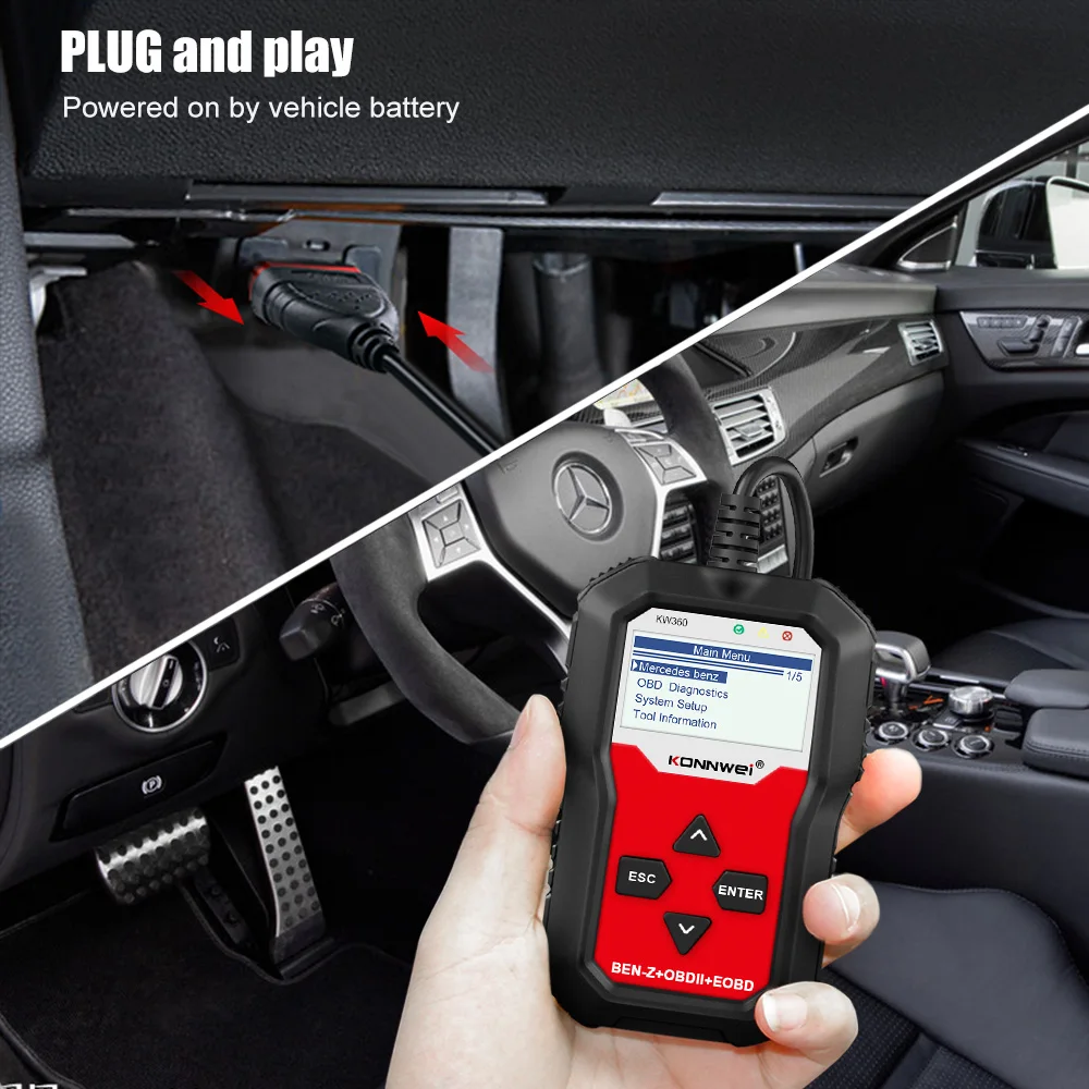 KONNWEI KW360 Obd2 Car Scanner Obd 2 Auto Diagnostic for Mercedes-Benz Full Systems Diagnostic Tool W212 ABS Airbag Oil Reset 4