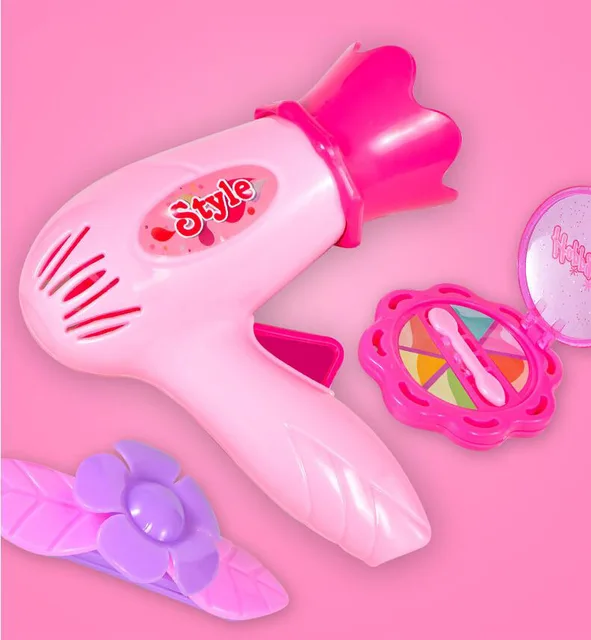 Pretend Play Kids Makeup Toys Beauty Handle Box Children Make Up Set Hairdressing Simulation Set Dressing Up Toys For Girls 2