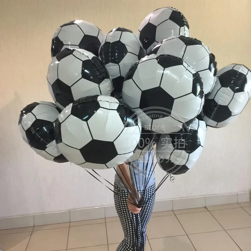 10pcs 10 шт. 18 дюймов футбольные Звездные воздушные фольгированные шары золотые конфетти гелиевые шары футбольные тематические вечерние спортивные украшения для мальчиков на день рождения - Цвет: 10pcs
