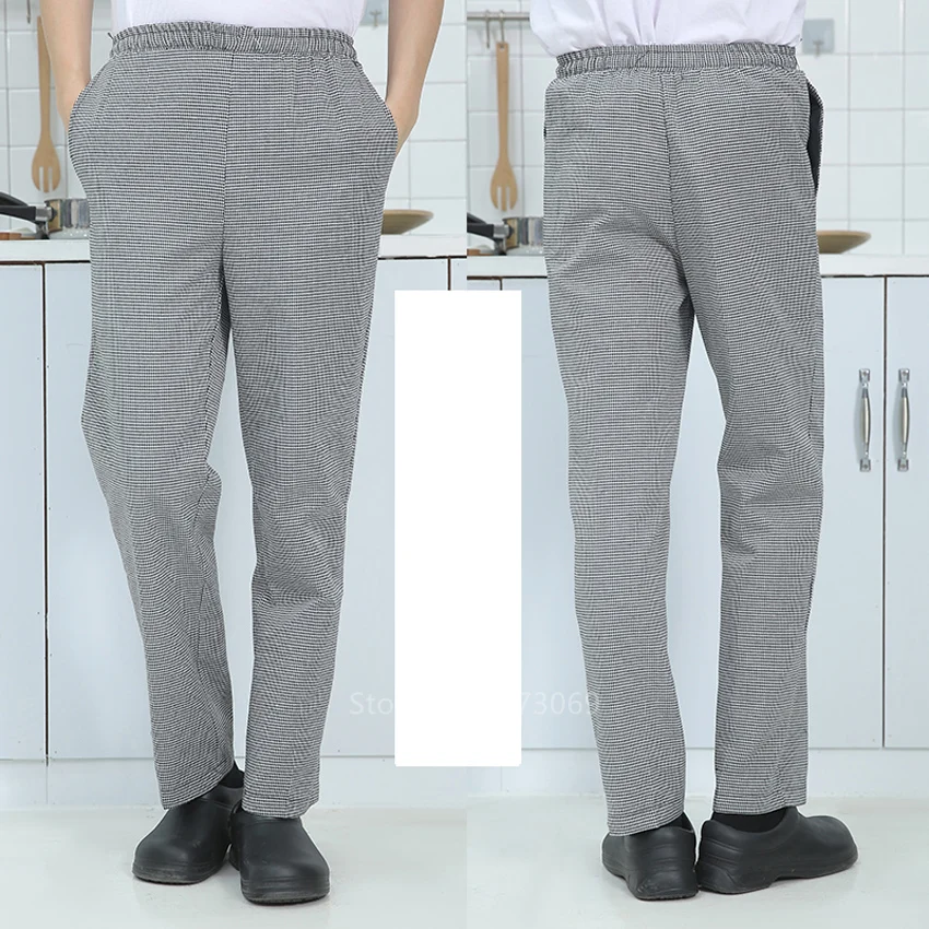 Adult Chef Uniform Loose Trousers for Mens Food Service Stripe Work Wear Kitchen Restaurant Catering Cook Pants M-4XL Bottoms