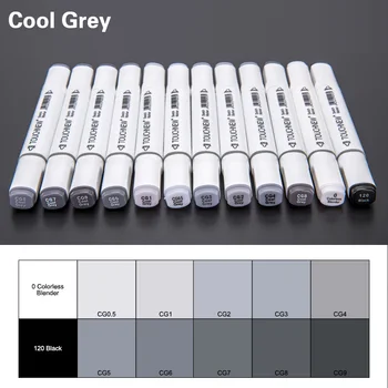 

TOUCHNEW 12 Color Cool Gray Marker Warm Gray Marker Set Dual Tips Alcohol Based Art Marker for Drawing Manga Mark Art Supplier