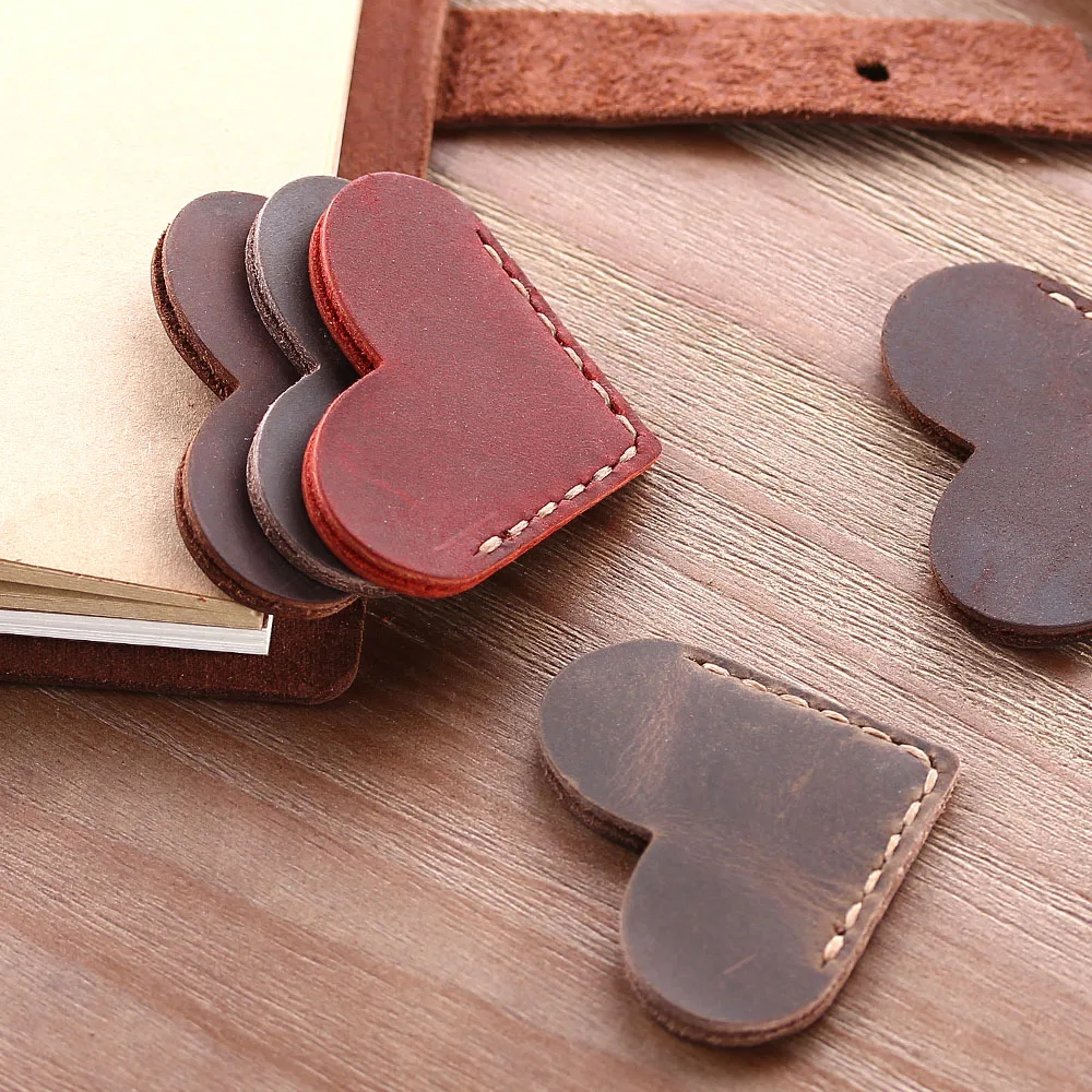 Handcrated Vintage Leather Bookmarks 1 Pack For Book Mini Corner Page Marker Genuine Leather Bookmark For Reader Teacher Gift bookmarks stationery supplies