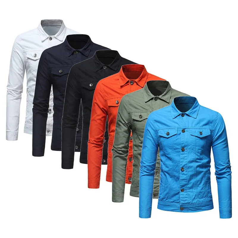 

Brand Slim Fit Men Slim Jeans Jackets Fashion Streetwear Casual Denim Jacket Turn-down Collar Single Breasted Solid Jeans Coats