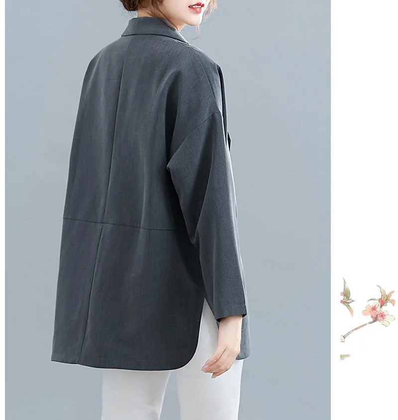 Осенний блейзер feminino, большие размеры, обхват груди 150 см, 6XL, 7XL, 8XL, 9XL, пальто для женщин, черный, серый цвета