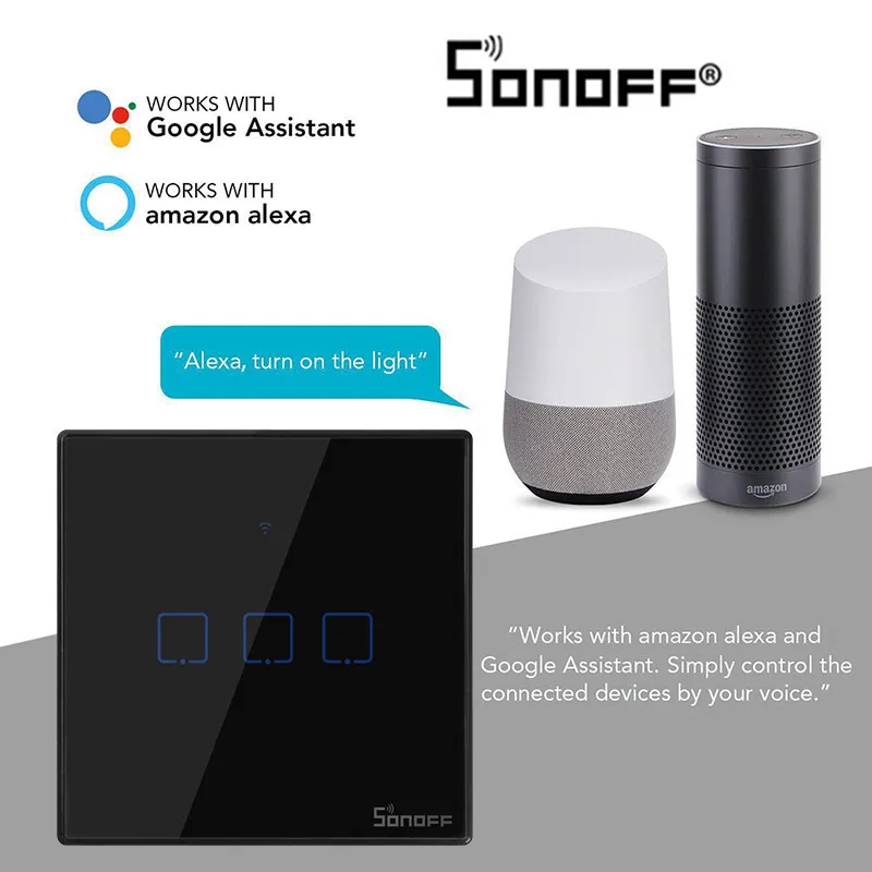 Sonoff T3 ЕС США Великобритания умный Wifi настенный выключатель света сенсорный/WiFi/RF/APP удаленный умный дом настенный сенсорный выключатель IFTTT Alexa Google Home