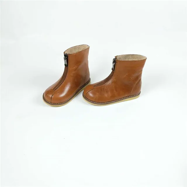 Brown Dolakids/детская обувь; сезон осень-зима; Новинка; Стильные Детские теплые кожаные ботинки martin с мягкой подошвой в стиле ретро для маленьких девочек 3-6 лет - Цвет: Brown