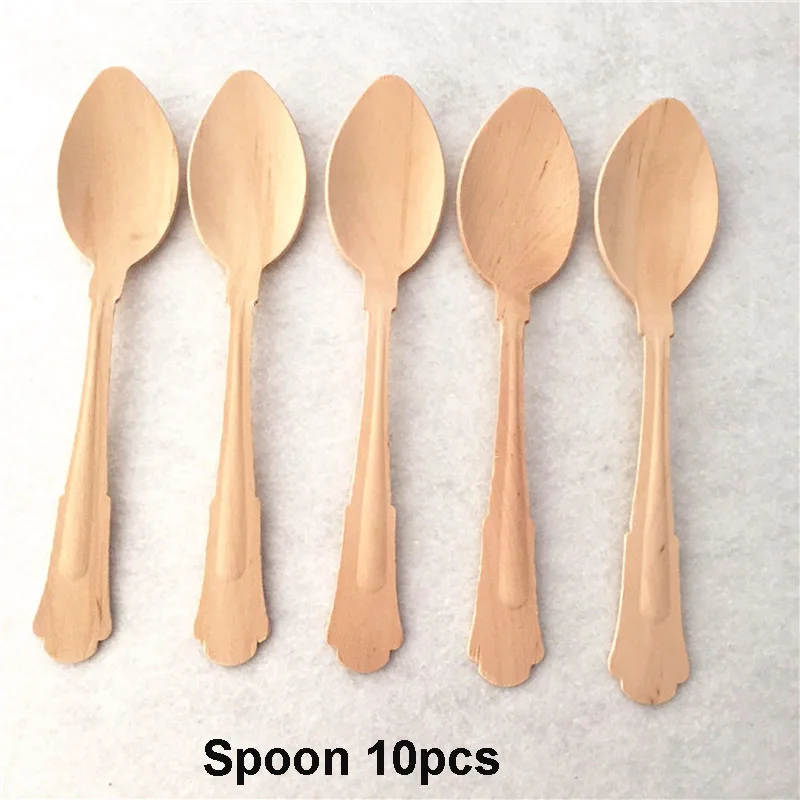 Spoon 10pcs Одноразовые из крафт-бумаги набор бумажной посуды золотого цвета с рисунком пальмового листа тарелка бумажная чашка полотенце соломенные вечерние свадебные столовые приборы на день рождения - Цвет: Spoon 10pcs