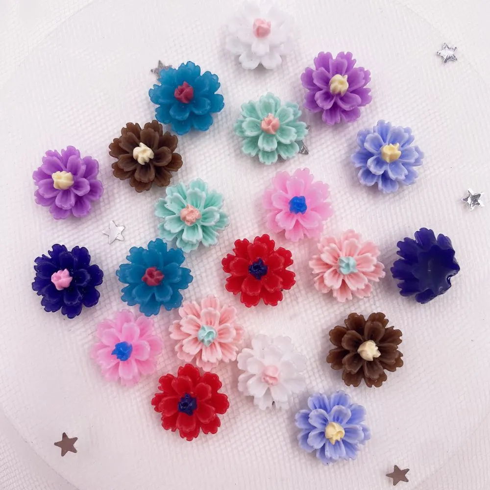 Description Picture 2 of itemNew 60PCS Resin 12mm 3D Colorful Flower Flatback Stone Embellishment DIY Scrapbook Wedding Applique Crafts SF082