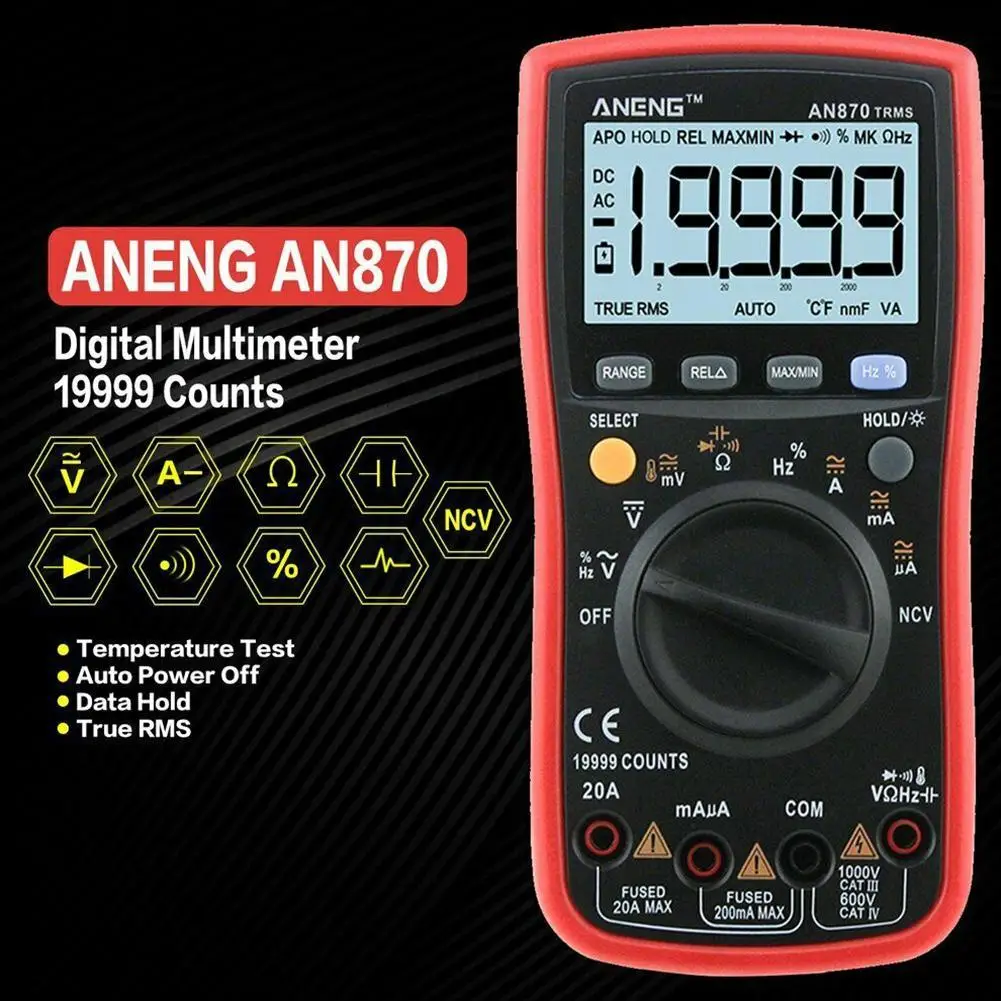 ANENG мультиметр AC/DC напряжение ANENG AN8009 True-RMS Диапазон цифровой метр
