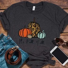 Осенняя футболка Ya'll, тыква, футболка для Хэллоуина для женщин, s Horror Squad, топы с принтом, женские, большие размеры,, День благодарения