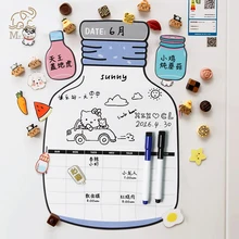 

Creative Bottle Shape Magnetic Dry Erase Calendar Fridge Sticker White Board Schedule Week Monthly Planner Time Management