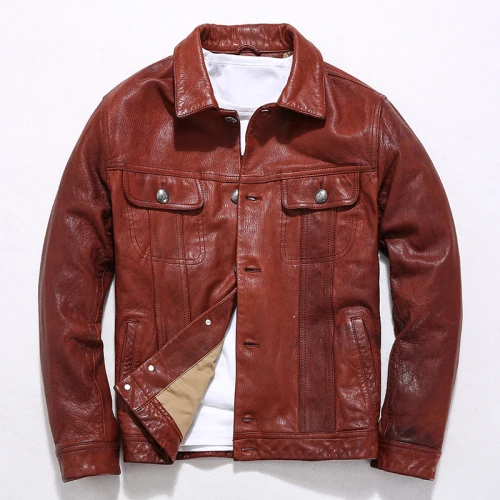 Burgundy Куртка из натуральной кожи Tcyeek, Мужская весенняя одежда,, Motociclista, байкерская куртка из натуральной овчины, Мужская Уличная одежда, Chaqueta 905 - Цвет: Burgundy
