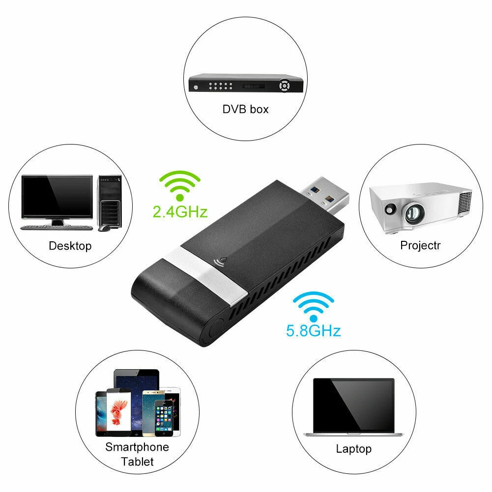 1200 Мбит/с для портативных ПК, портативный внешний сетевой приемник, USB 3,0, Интеллектуальный преобразователь, Wifi, беспроводной сетевой адаптер USB