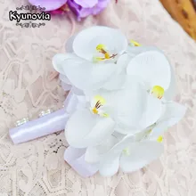 Kyunovia Mini Flower Girl Wedding Bouquet Bridesmaid Wedding flowers orchid Bridal bouquet Ribbon Fake Wedding BY12