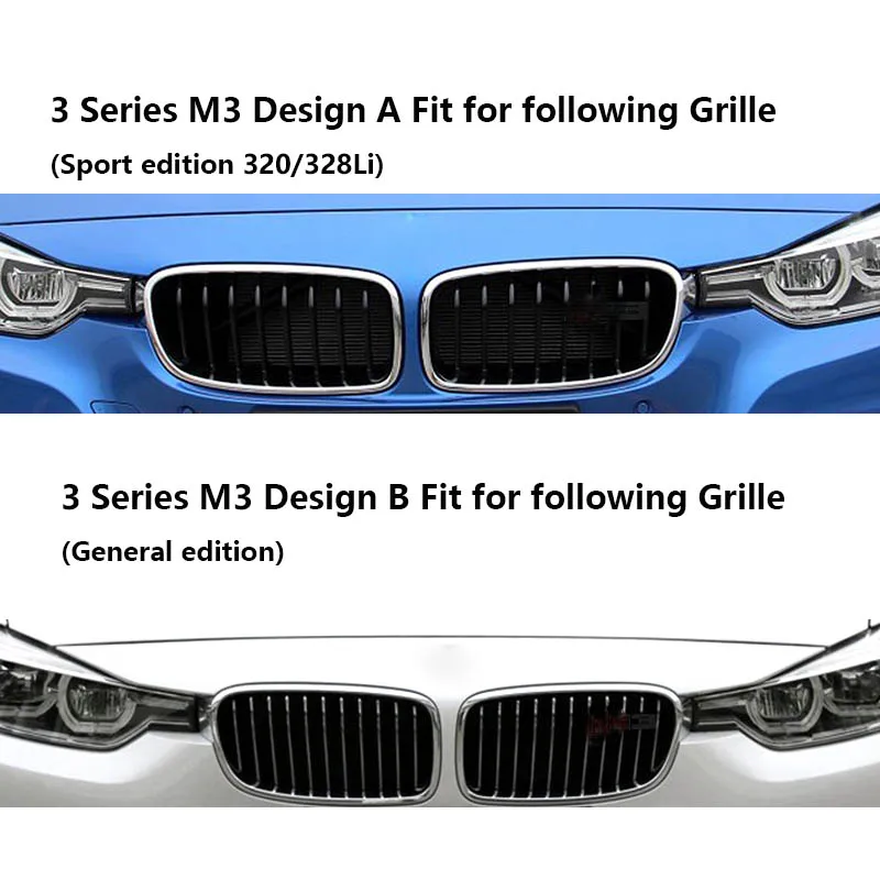 

M Power Front Grill Badge emblem for M3 Sport Edition 320 328Li M3 2013-2018 3 series Grille Sticker badge holderBlack matt