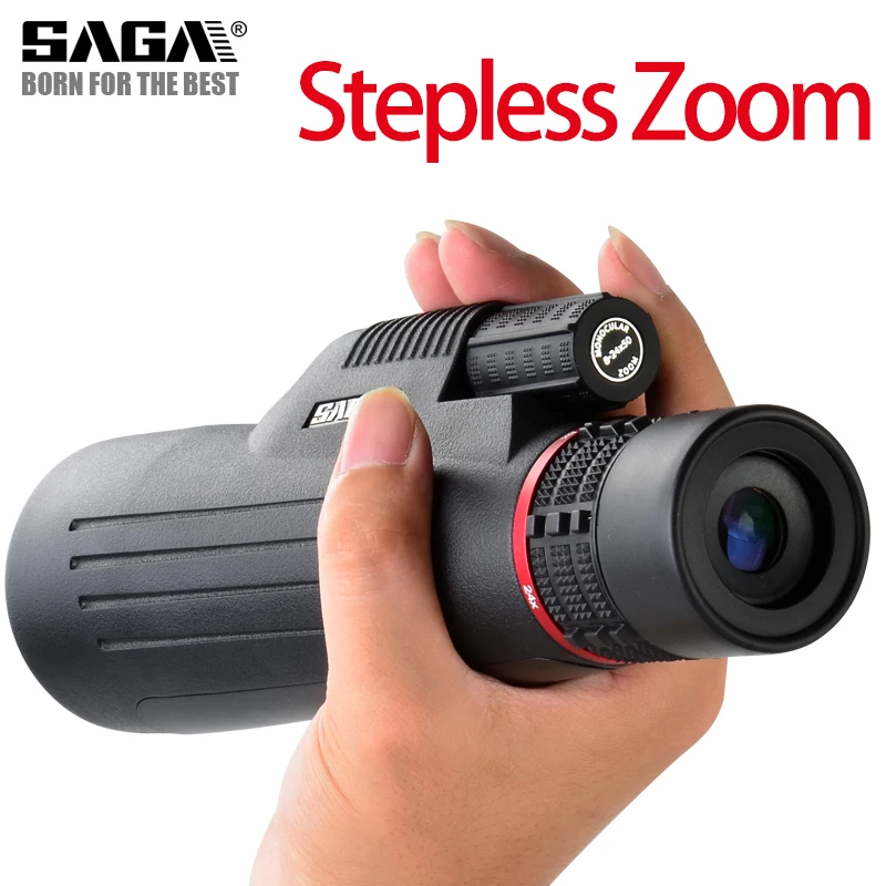 SAGA Stepless 8 24x50 Zoom Monocular Telescope High Power BAK4 Glass