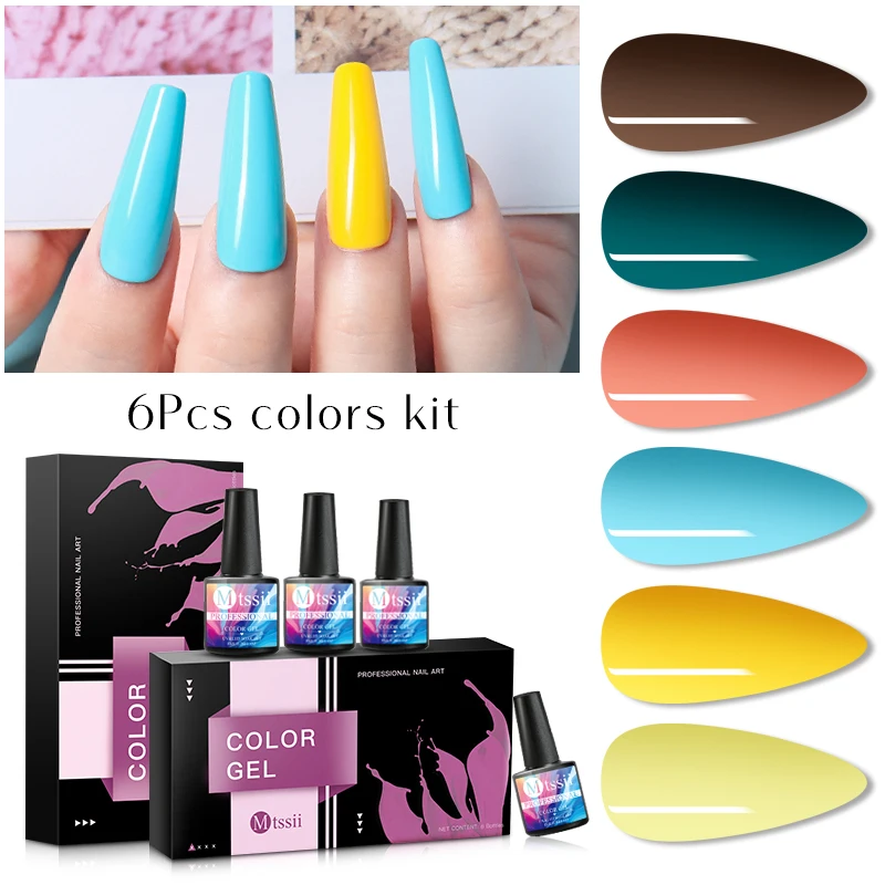 Mtssii 6 Bottles/set Uv Gel Nail Polish For Manicure Soak Off Painting Nails Gel Varnish Semi-permanent UV Varnish Gellak