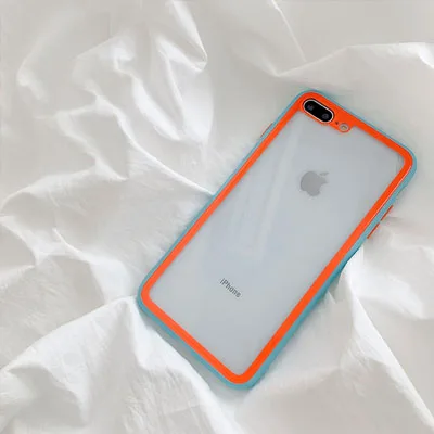 From Jenny хит цвет оболочки для iPhone x xr xs max 6 6s 7 8 Plus прозрачный границы защитный чехол для телефона жесткий чехол - Цвет: Blue