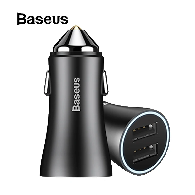 Baseus Dual Quick 3,0 зарядка USB Автомобильное зарядное устройство Автомобильное металлическое зарядное устройство для смартфона планшета БЫСТРЫЙ
