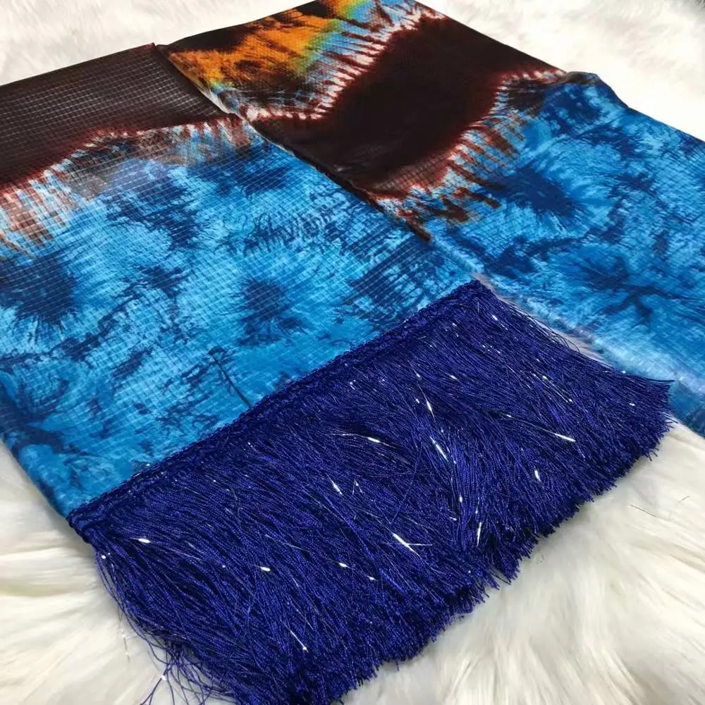 as picture Новое поступление Африканский Базен riche кружева высокое качество kampala bazin farbic с кисточкой для свадьбы 5+ 2 ярдов/партия - Цвет: as picture